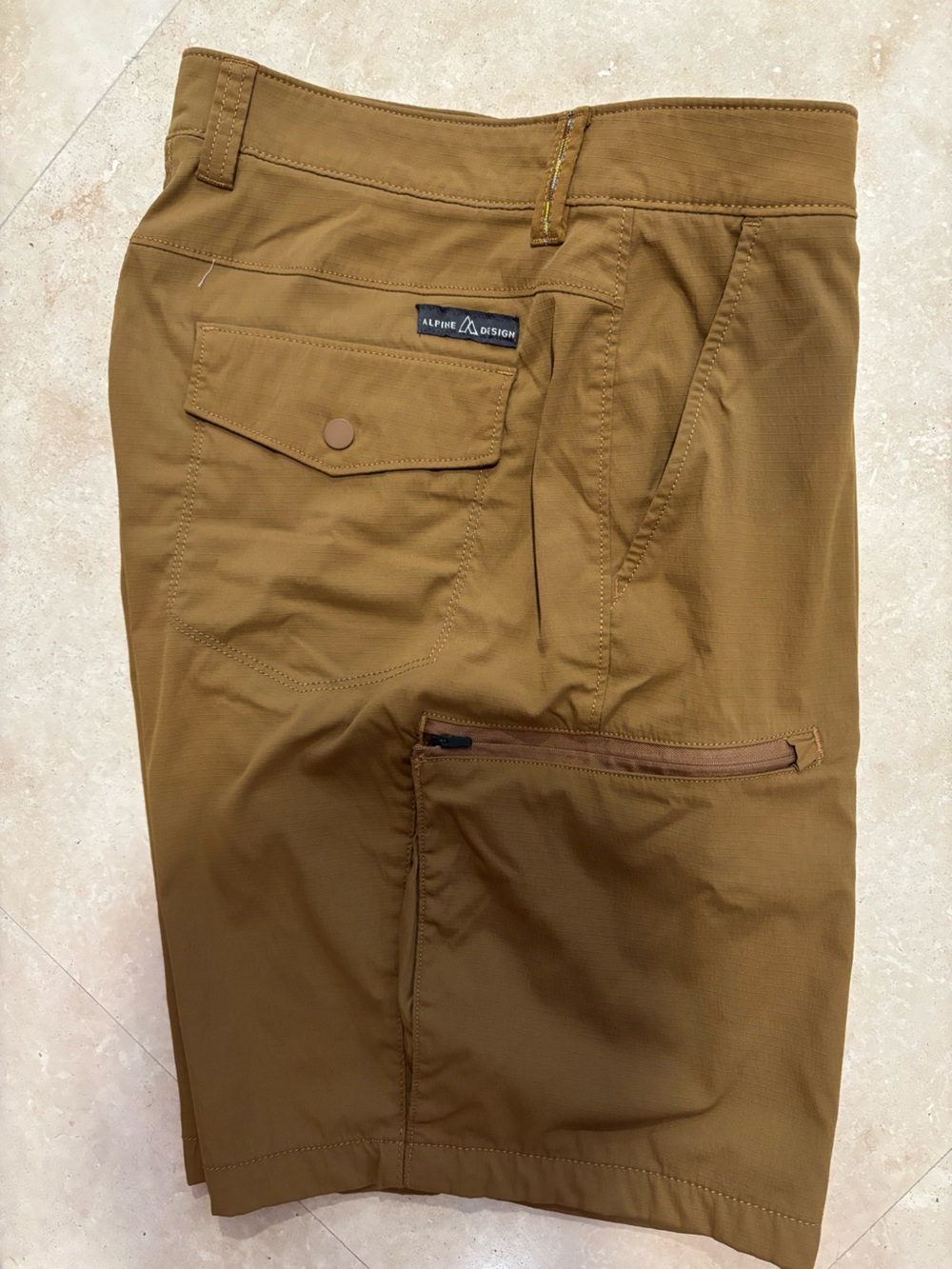 Alpine Design Caramel Brown Utility Shorts with Zip Pocket